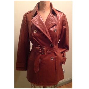 Genuine Leather Belted Trench Coat